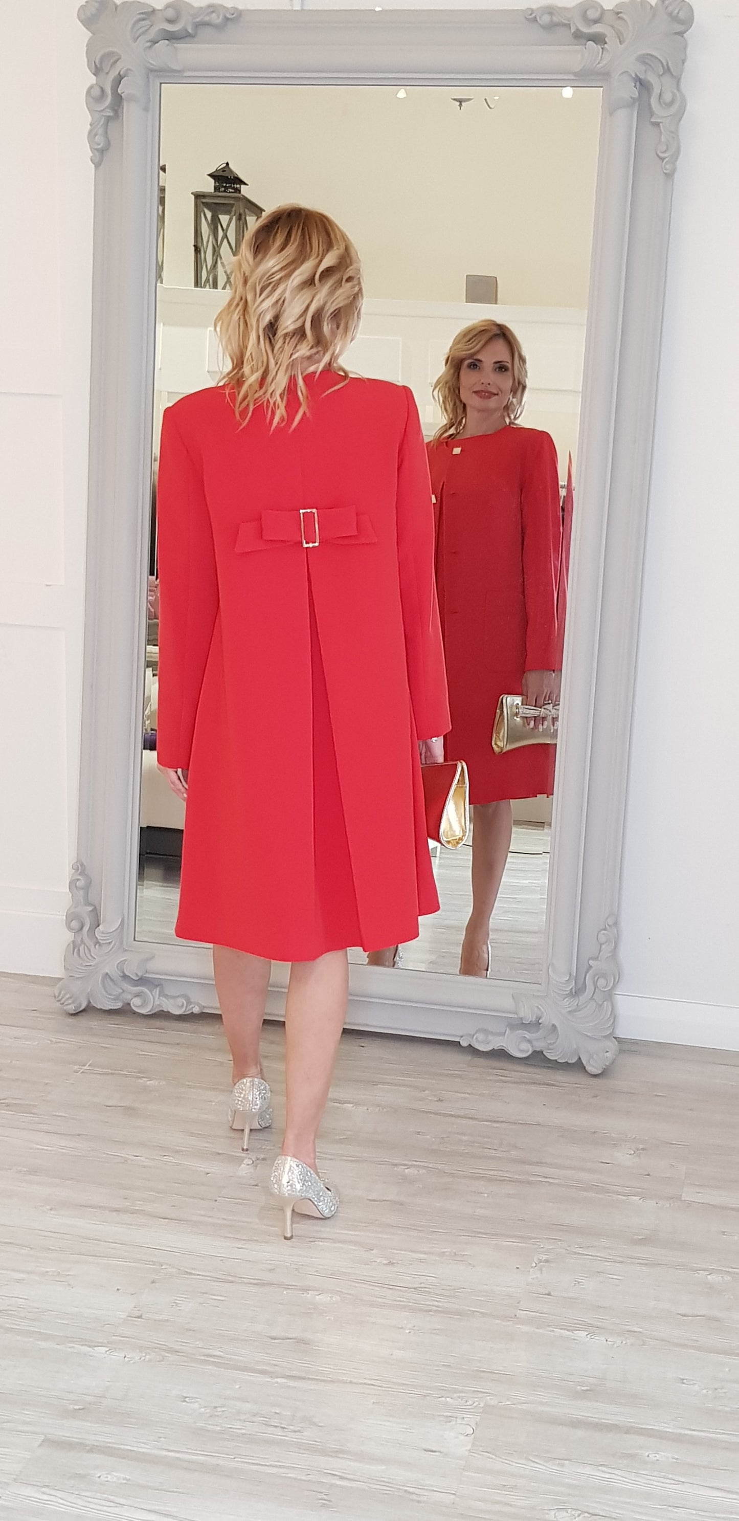 Red Dress With Gold Detail