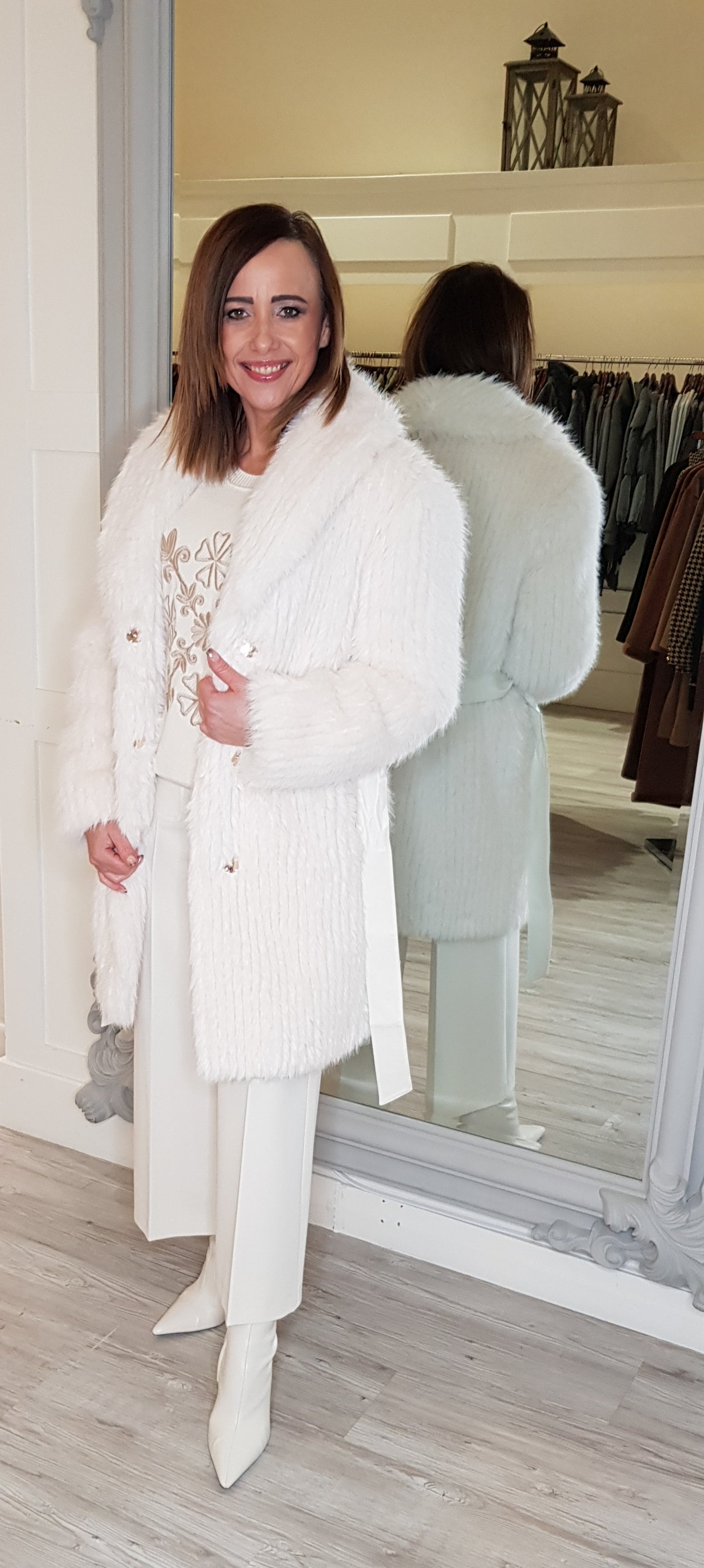 Cream Faux Fur Coat