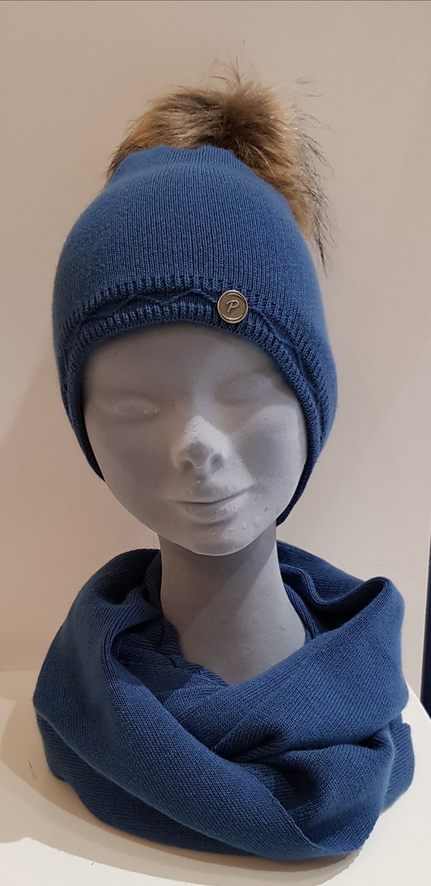 Blue Knit Snood Scarf