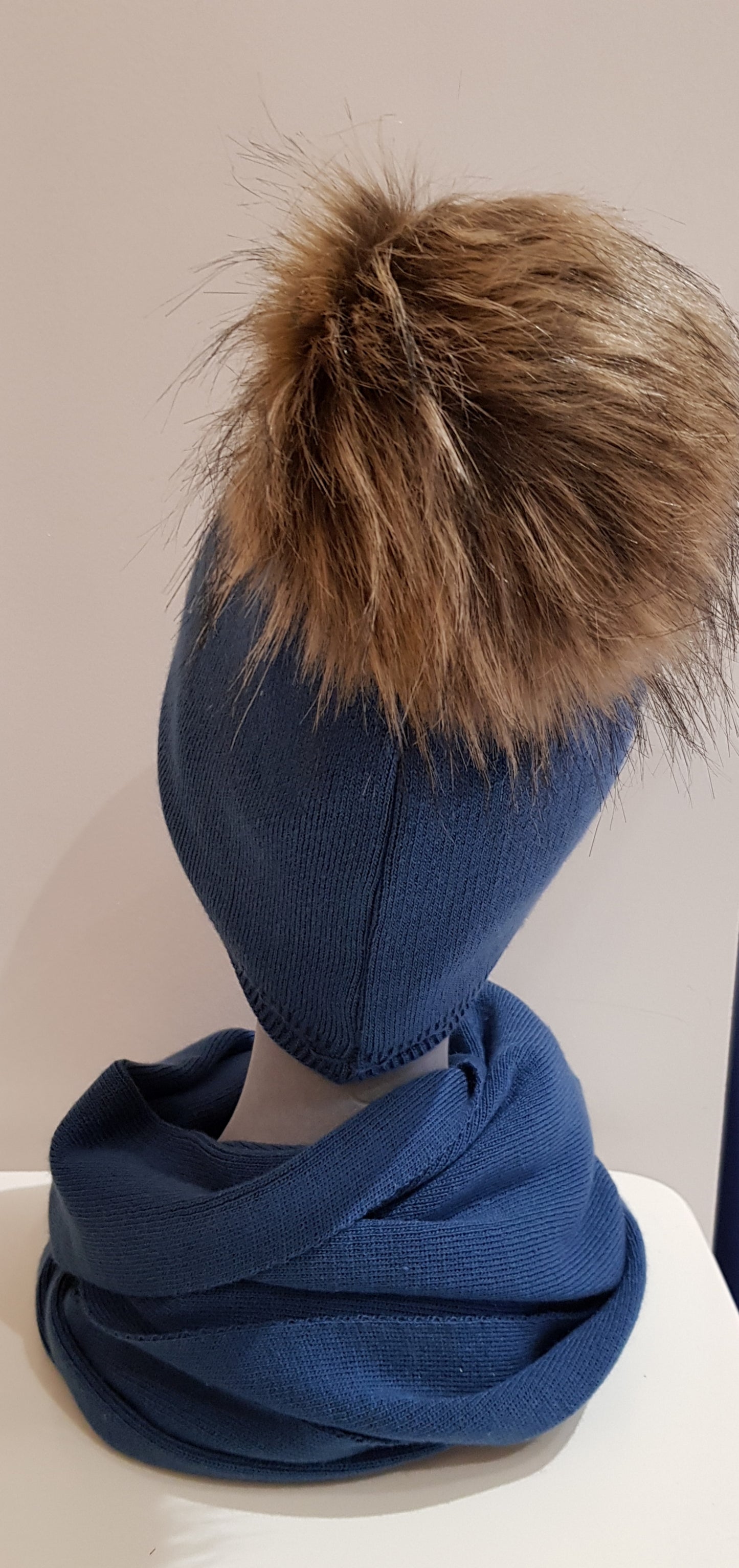 Blue Knit Snood Scarf
