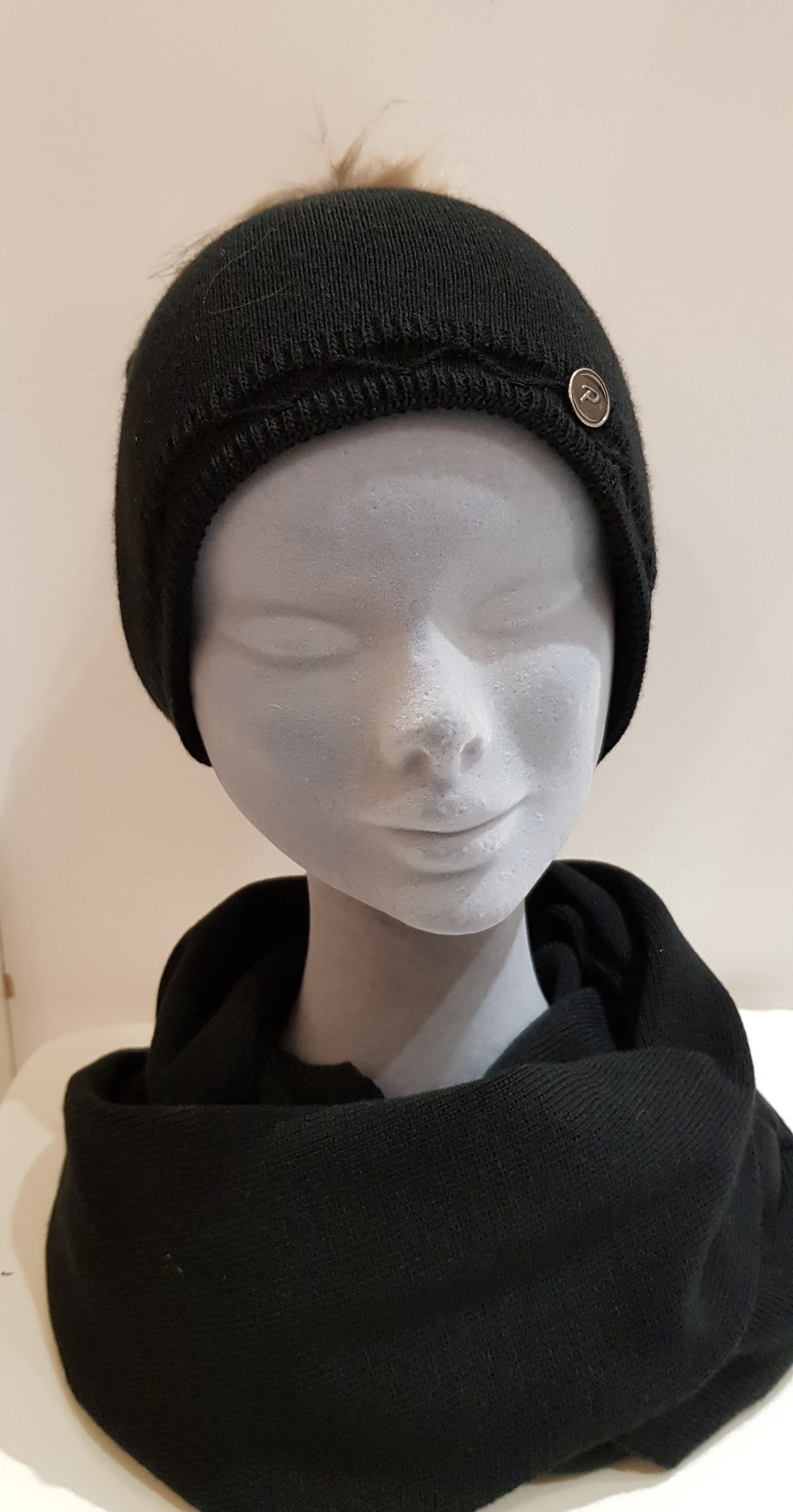 Black Knit Snood Scarf