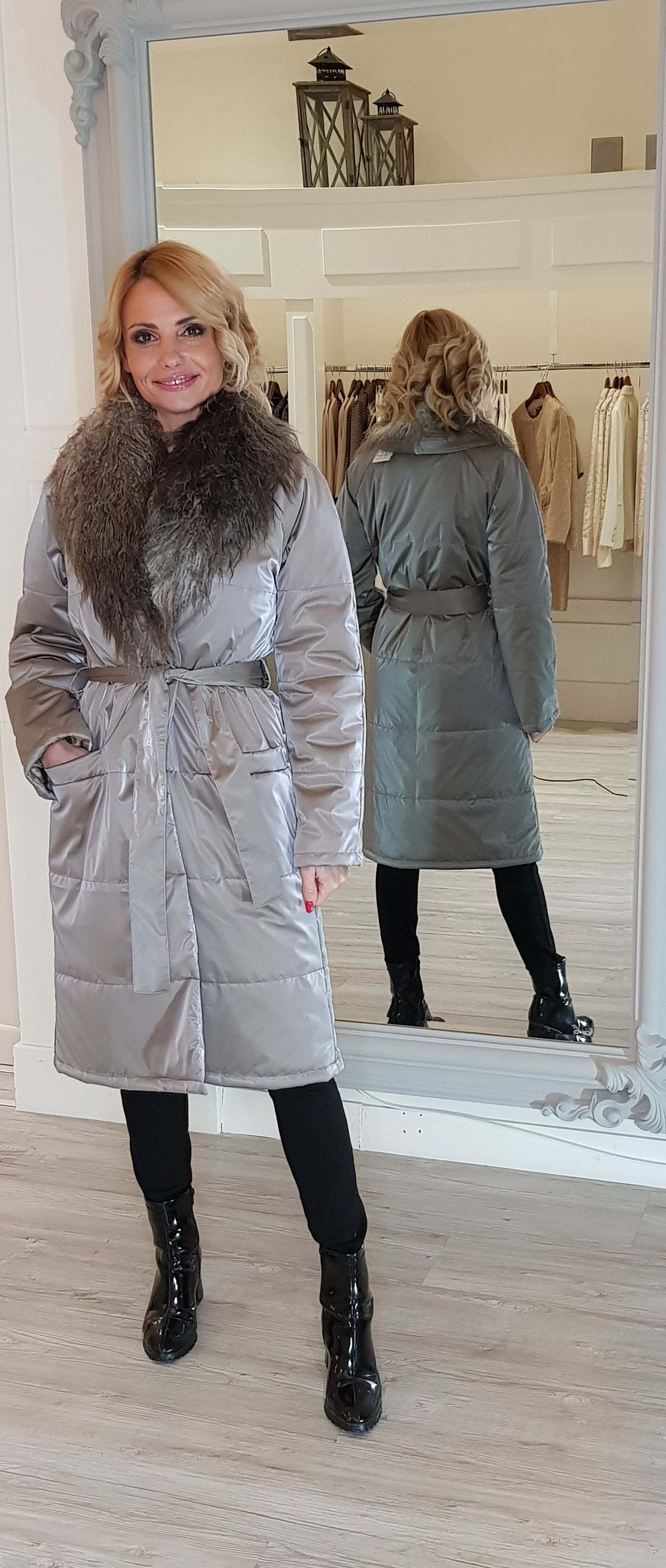 Orange Knit Jumper With Check Pattern