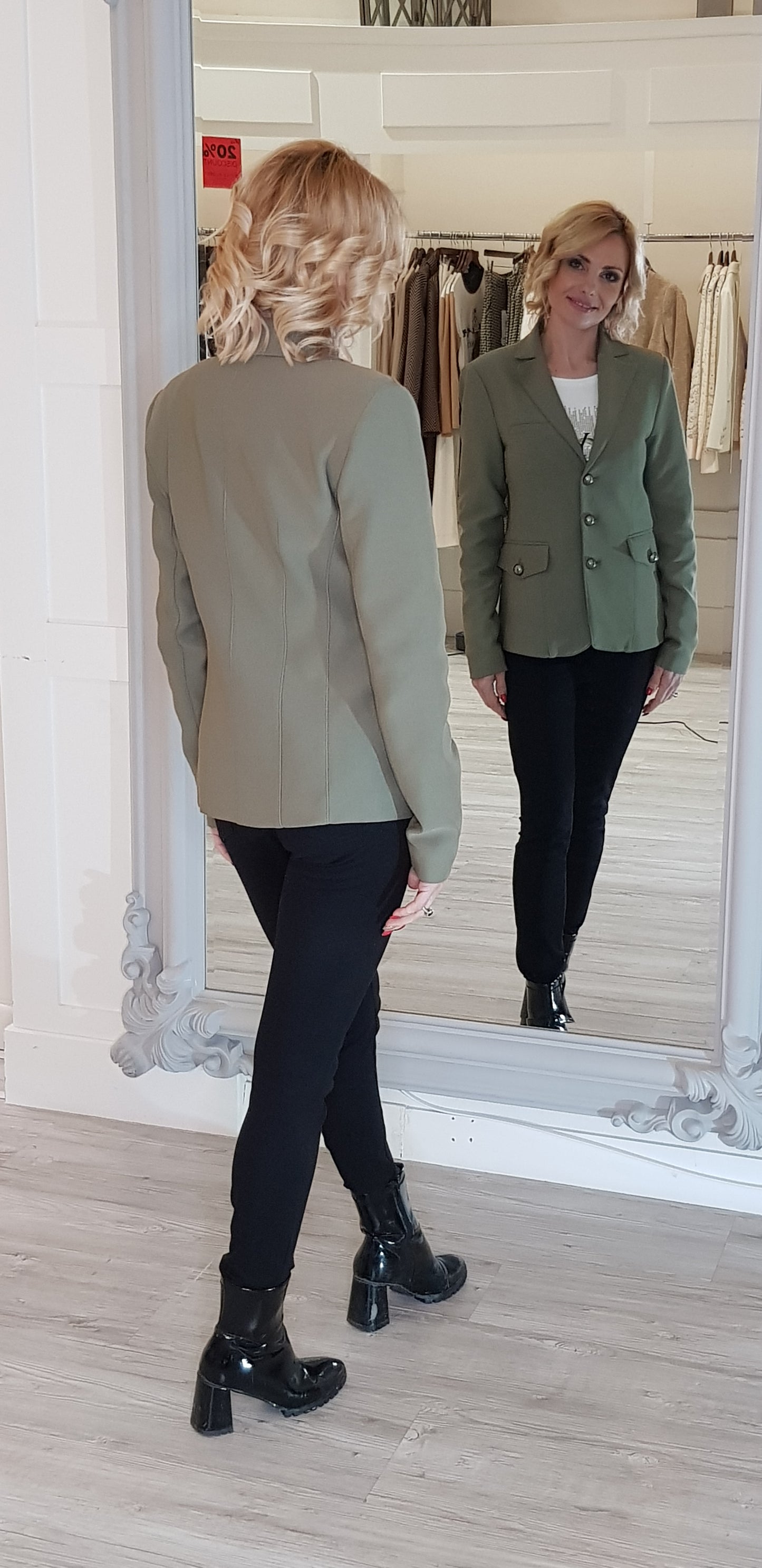 Khaki Green Lapel Collar Blazer