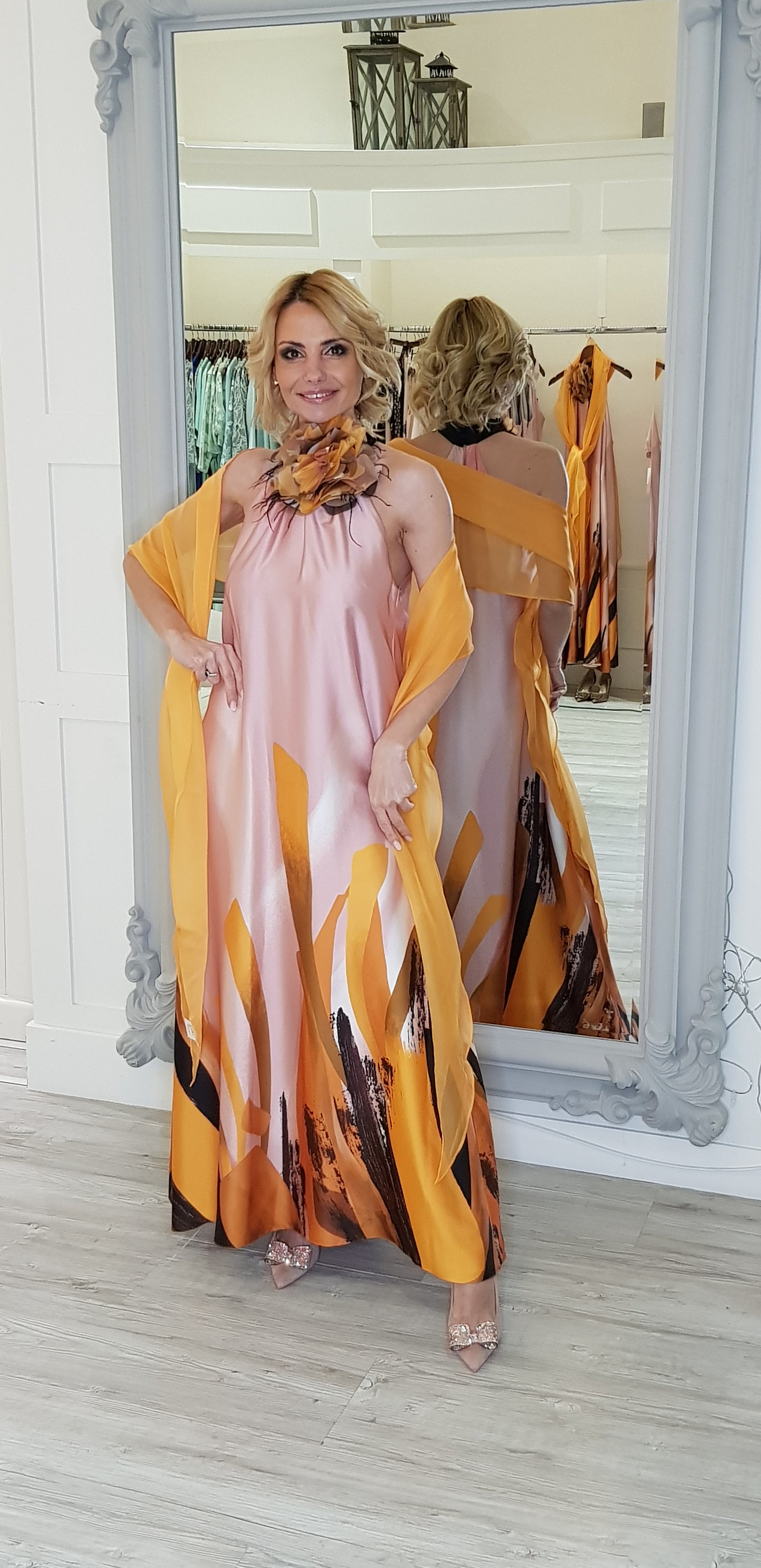 Orange Silk Wrap Scarf