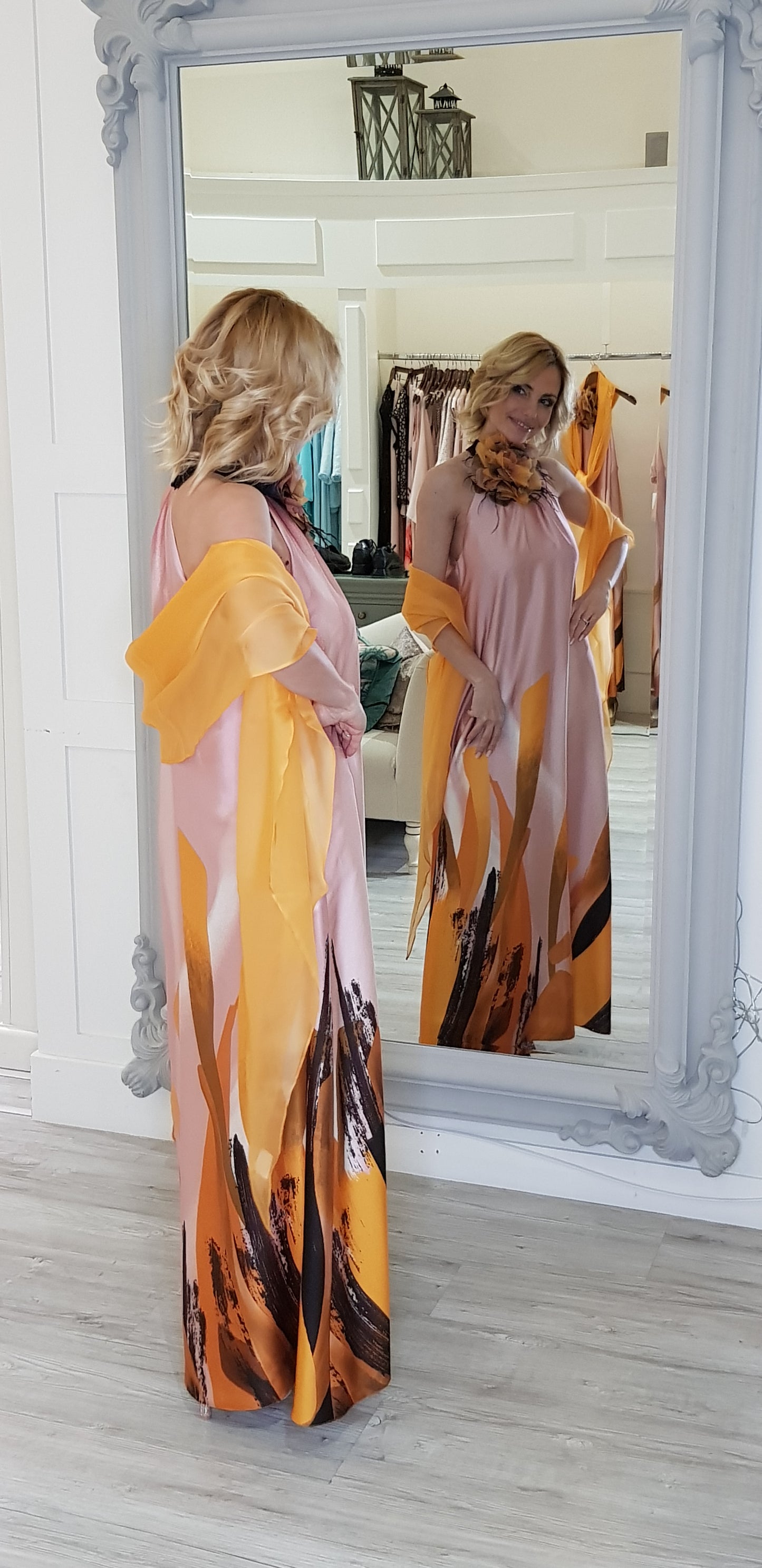 Orange Silk Wrap Scarf