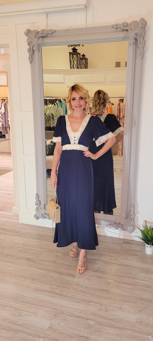Felicity Navy Midi Dress