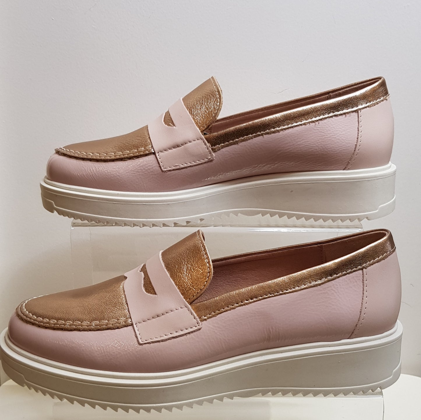 Pink And Gold Loafers