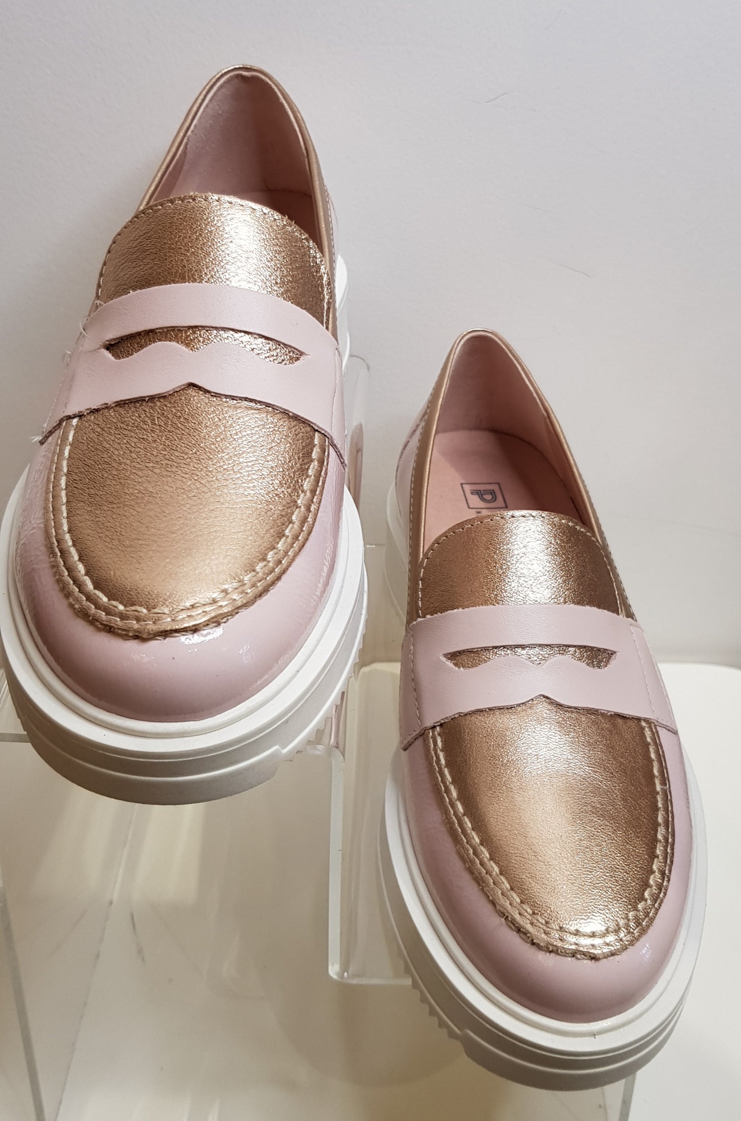 Pink And Gold Loafers