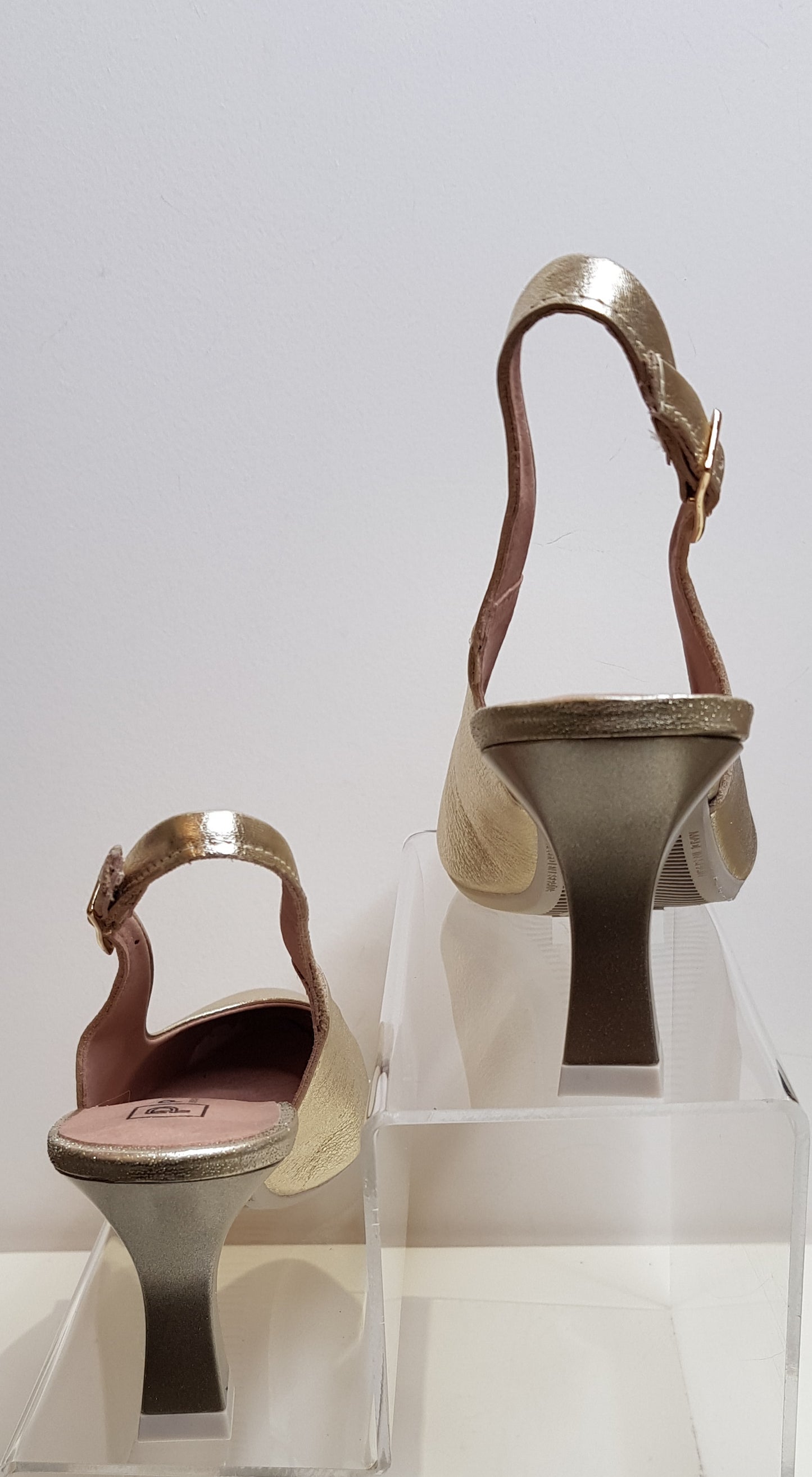 Gold Sling Back Heel Shoes