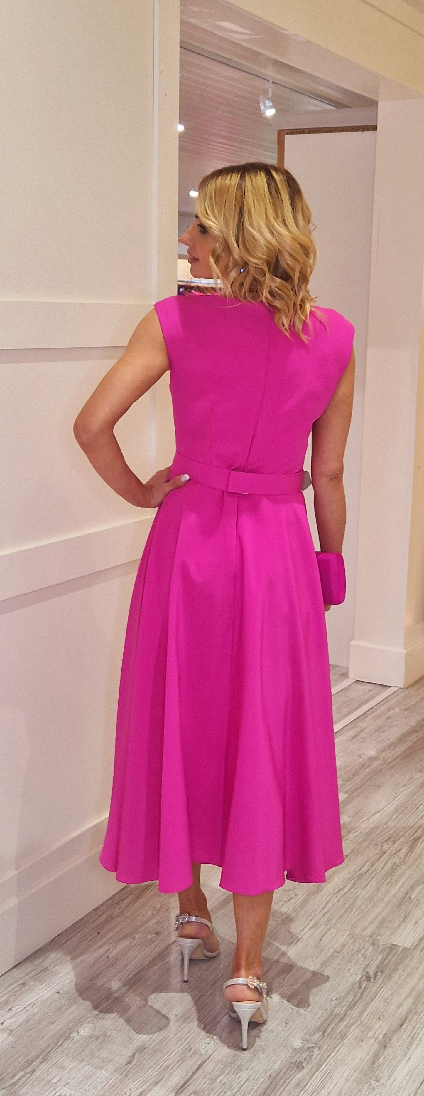 Pink Sleeveless Midi Dress
