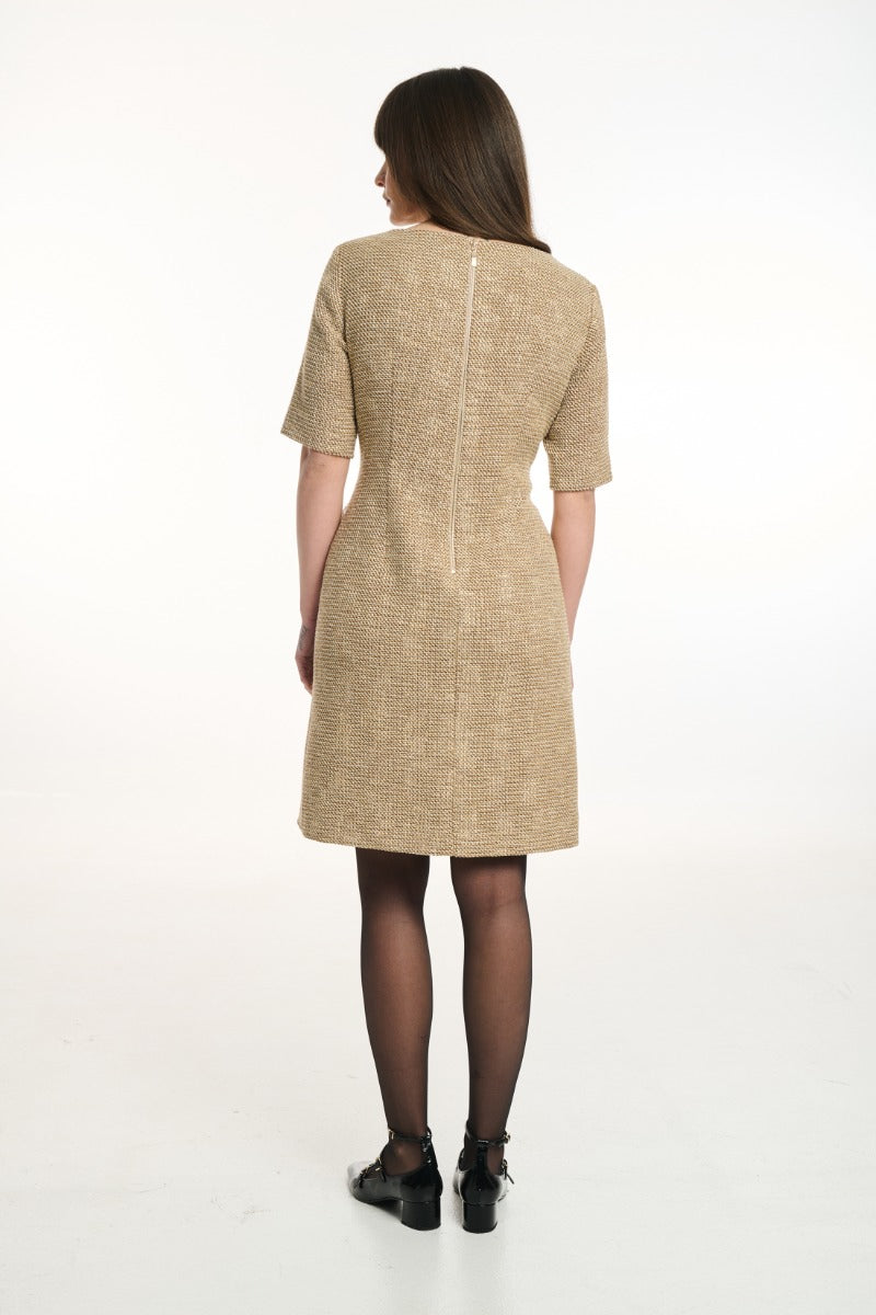 Gold Fringe Tweed Dress