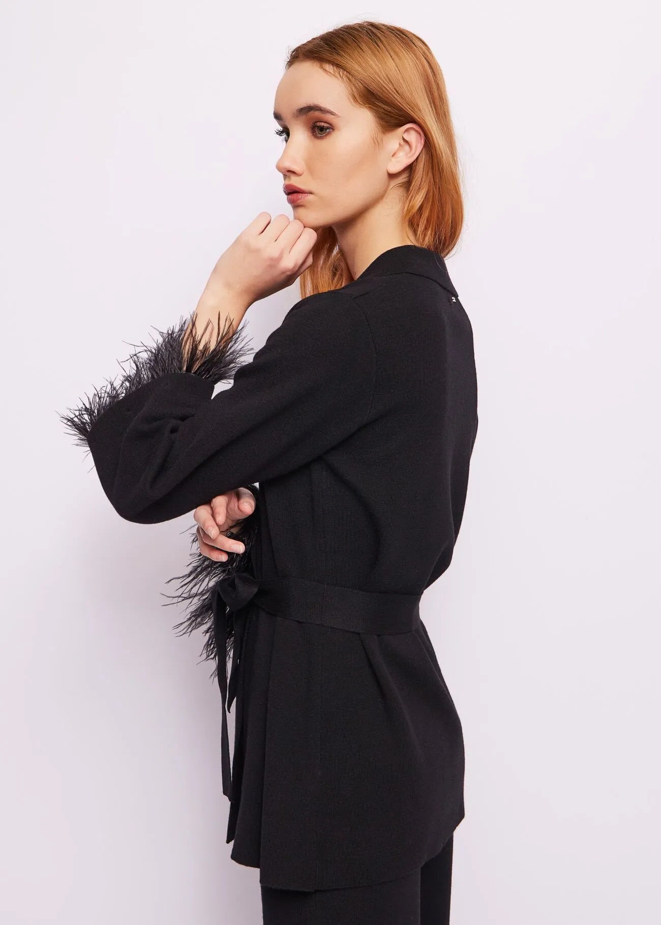 Black Knit Fringed Jacket