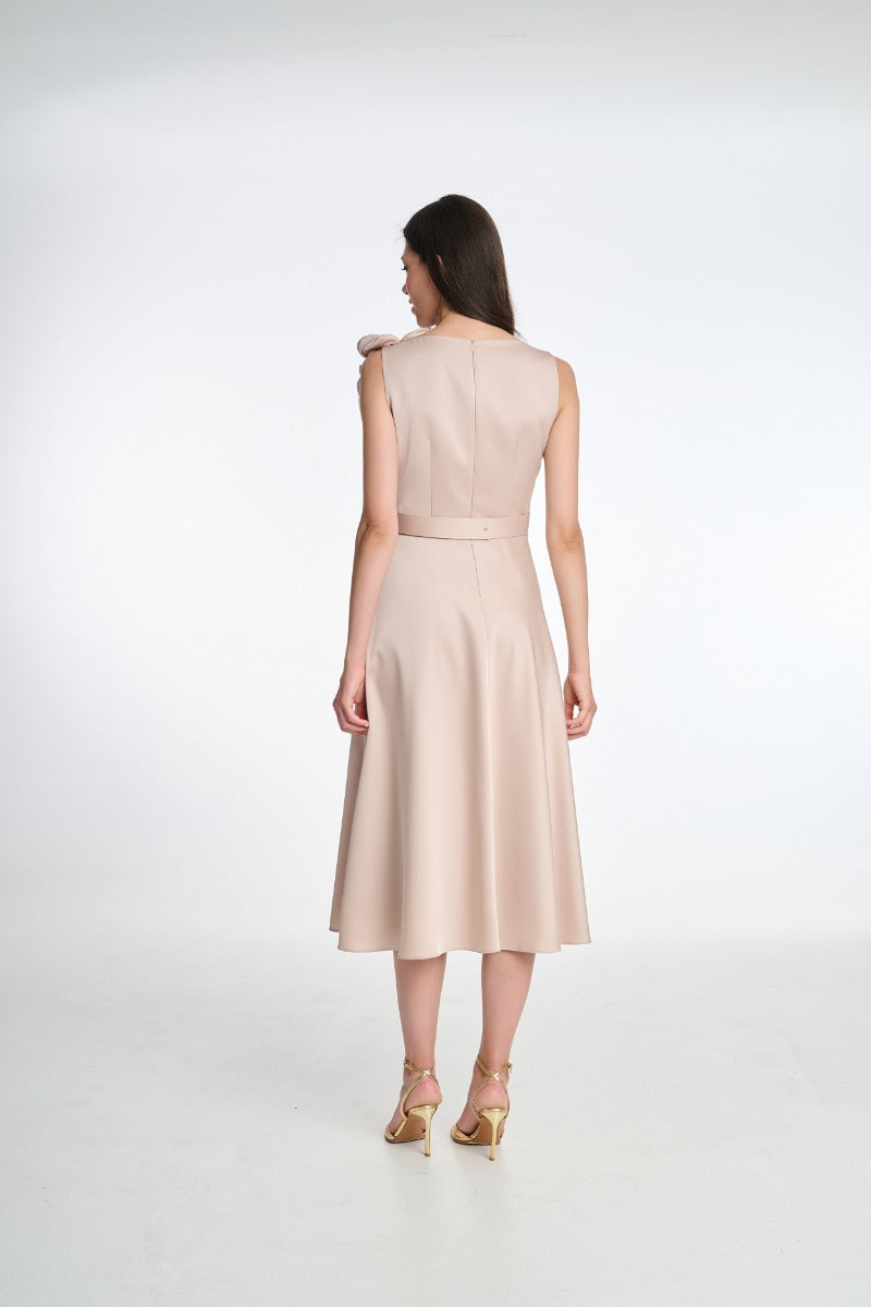 Beige Satin Look Dress