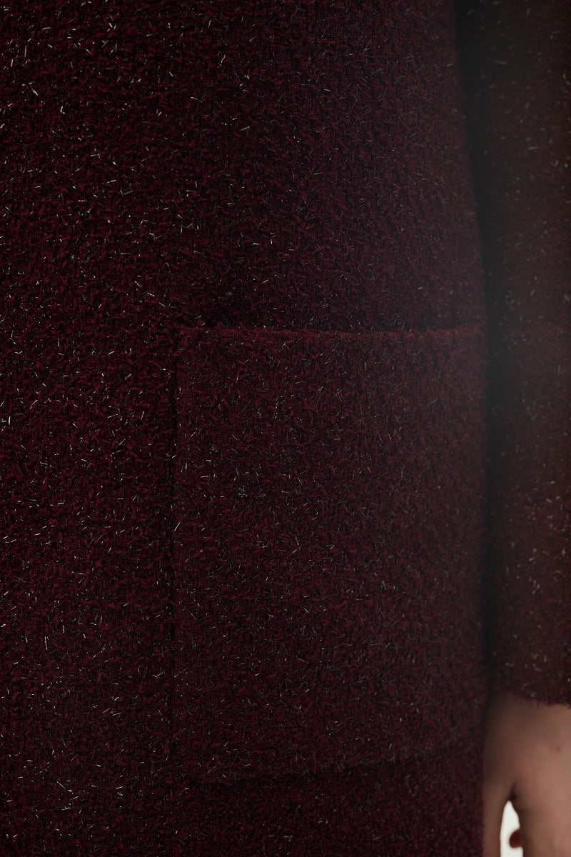 Burgundy Shimmer Coat With Lurex