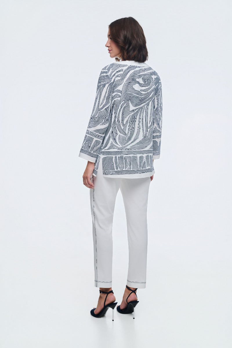 White Navy Stitch Trousers