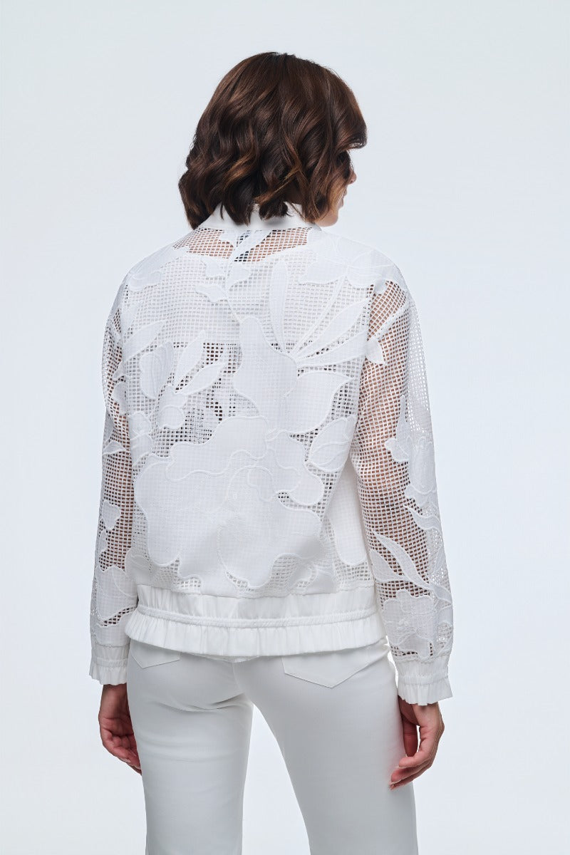 White Bomber Jacket With Lace