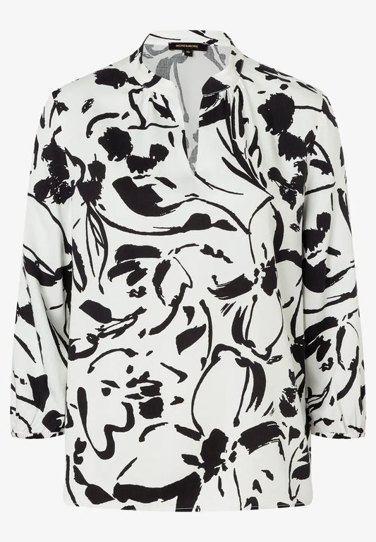 Black And White Flower Blouse