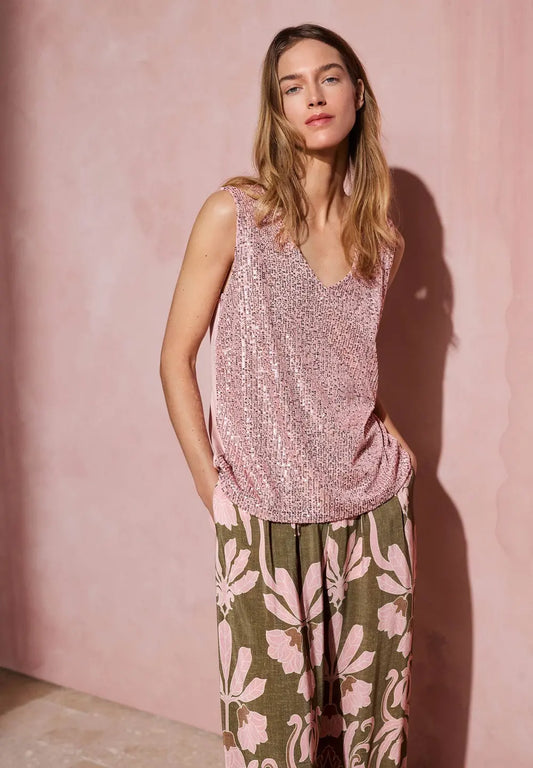 Powder Rose Sequin Top