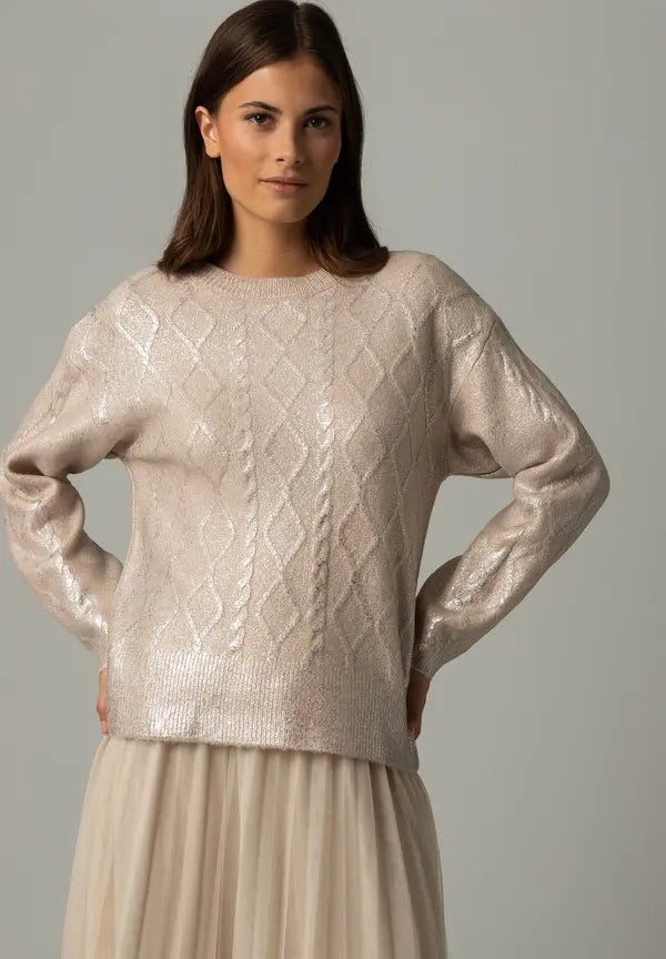 Beige Metallic Knit Jumper