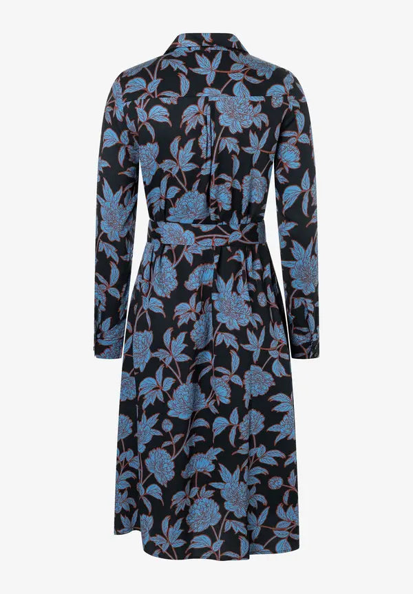 Navy Flower Midi Dress