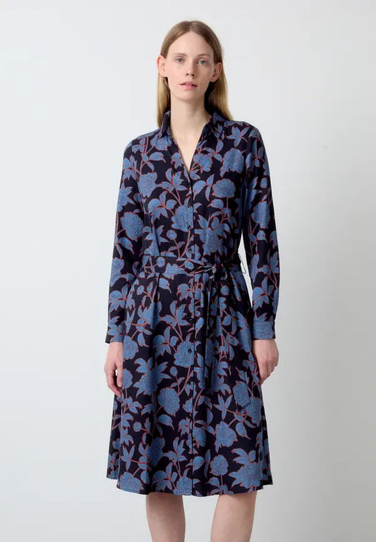 Navy Flower Midi Dress