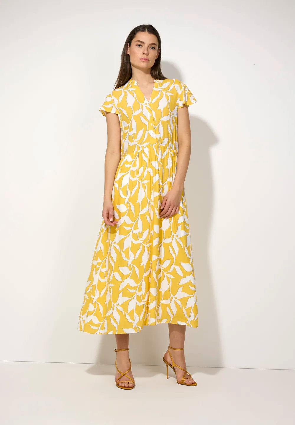Viscose Dress With Leaf Print