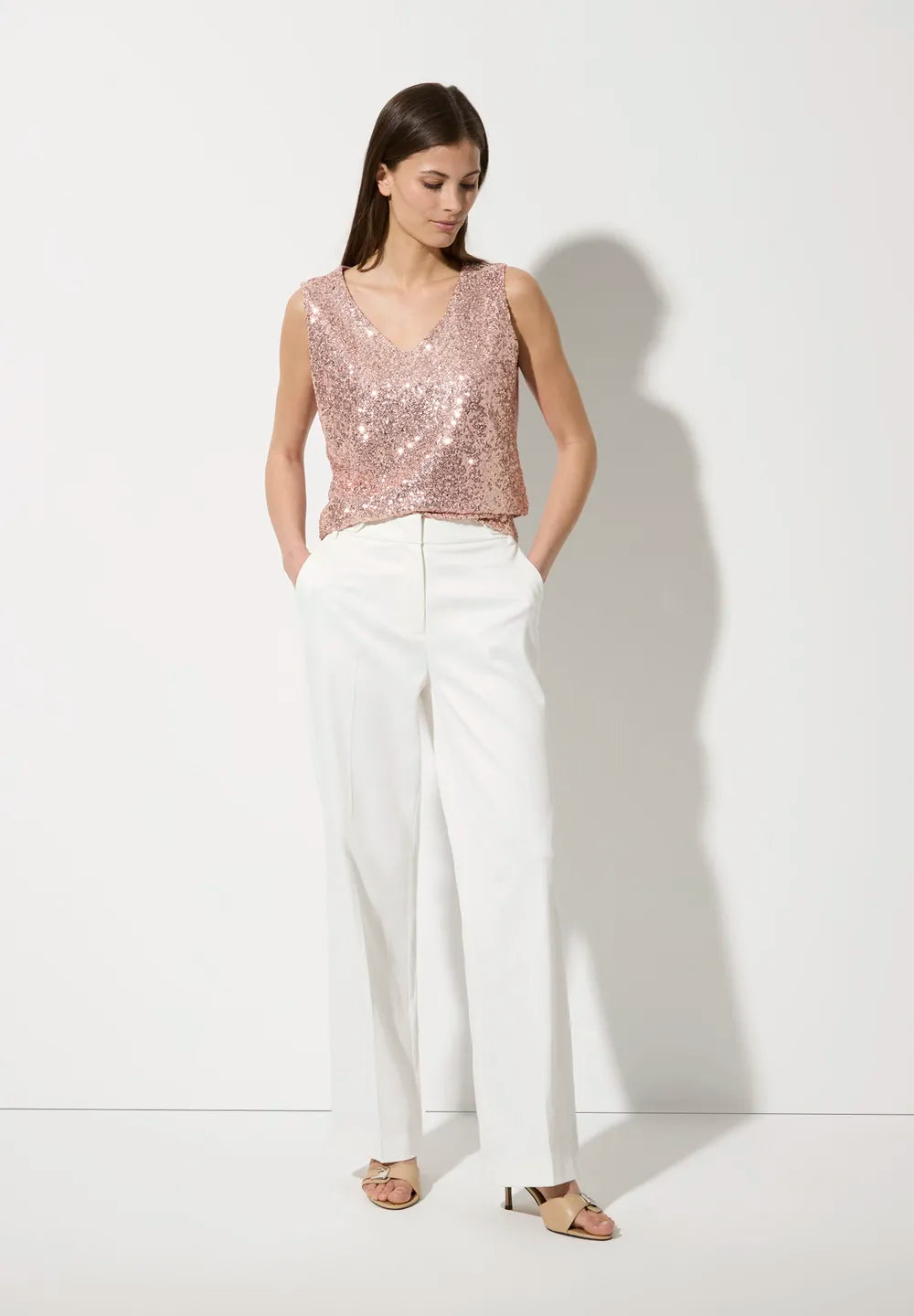 Soft Candy Rose Sequin Top