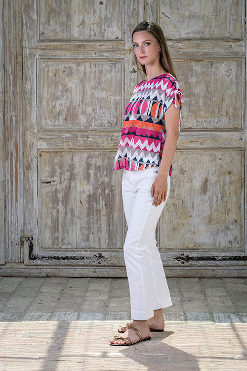 Orange And Pink Multicolour Top