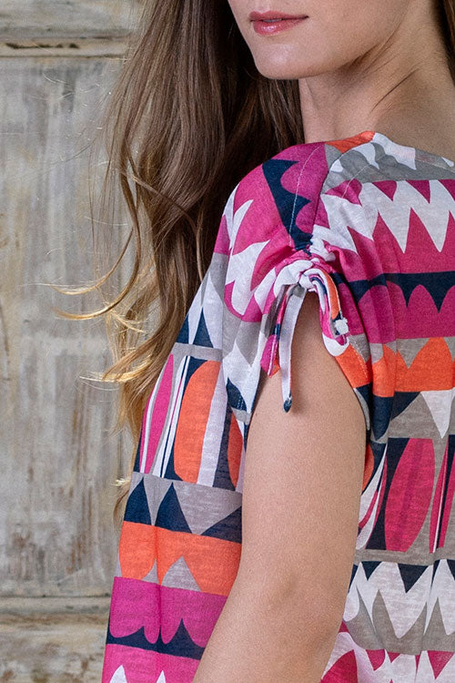 Orange And Pink Multicolour Top