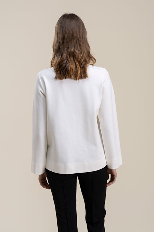 Cream Blouse With Black Trim