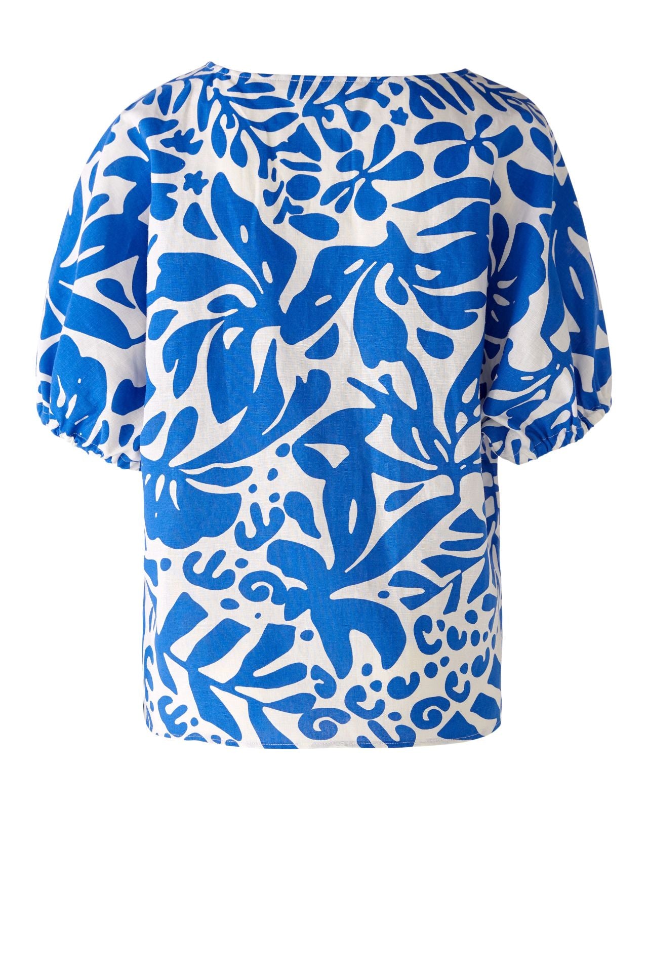 Blue And White Flower Linen Top