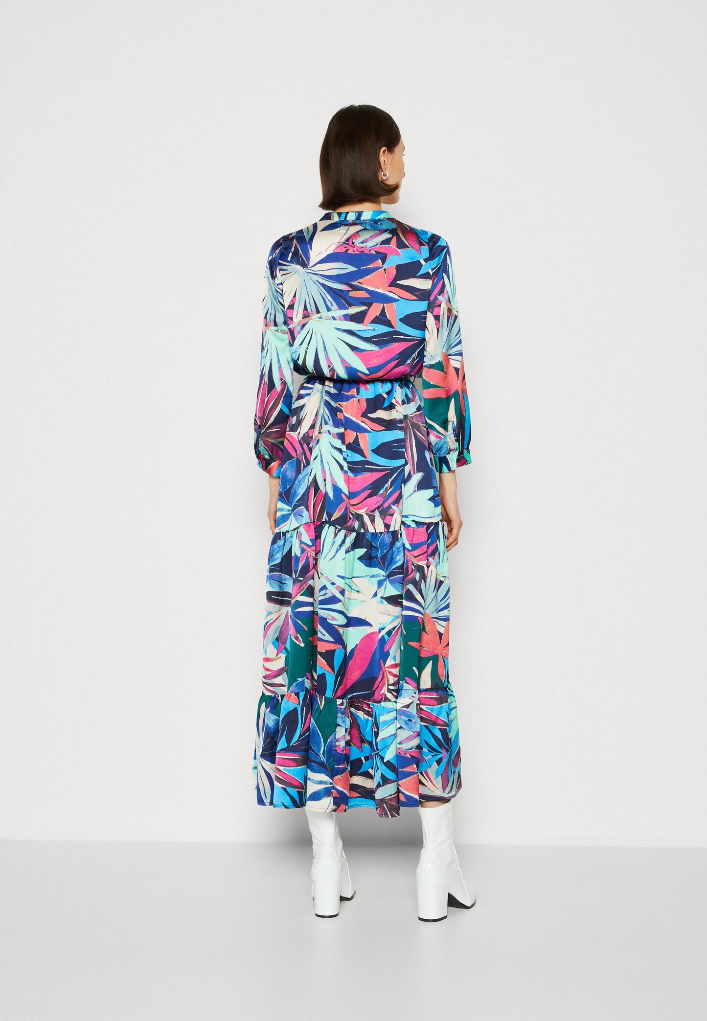 Blue Printed Nee Dress