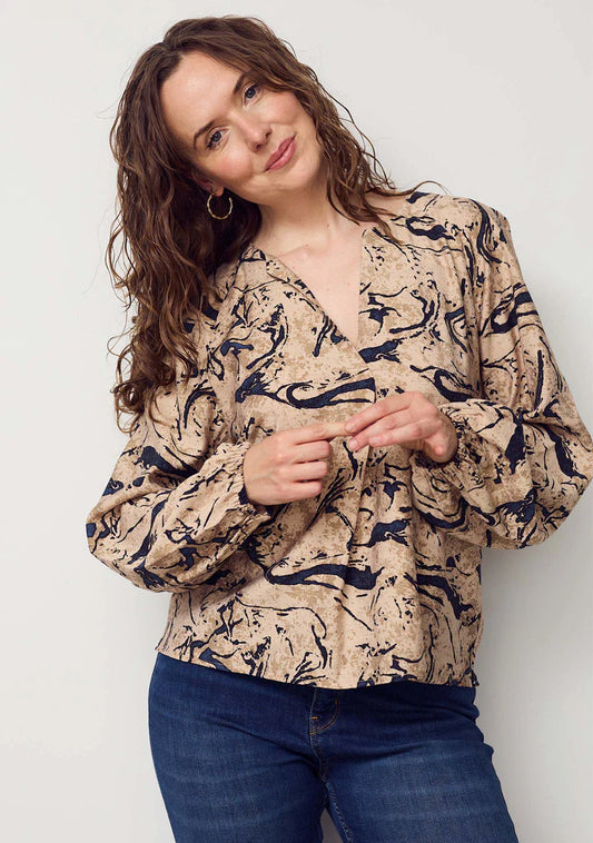 Ane Taupe Printed Blouse