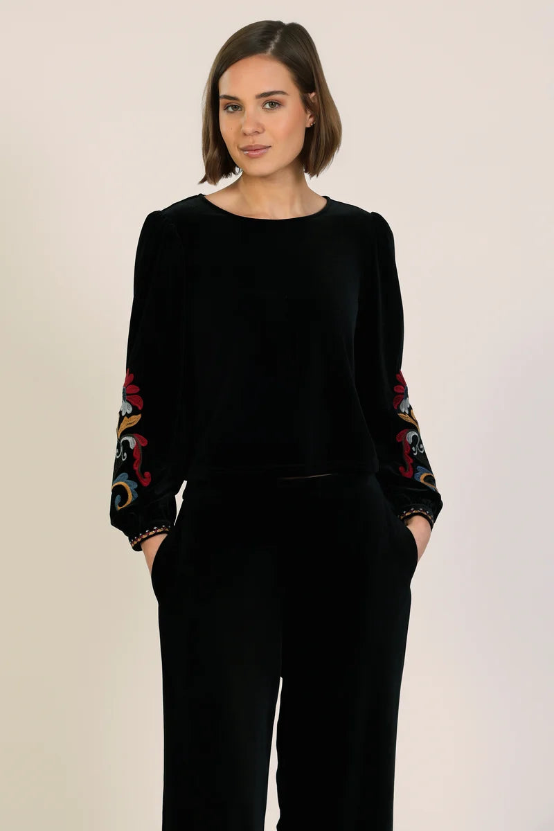Edith Black Velvet Trousers
