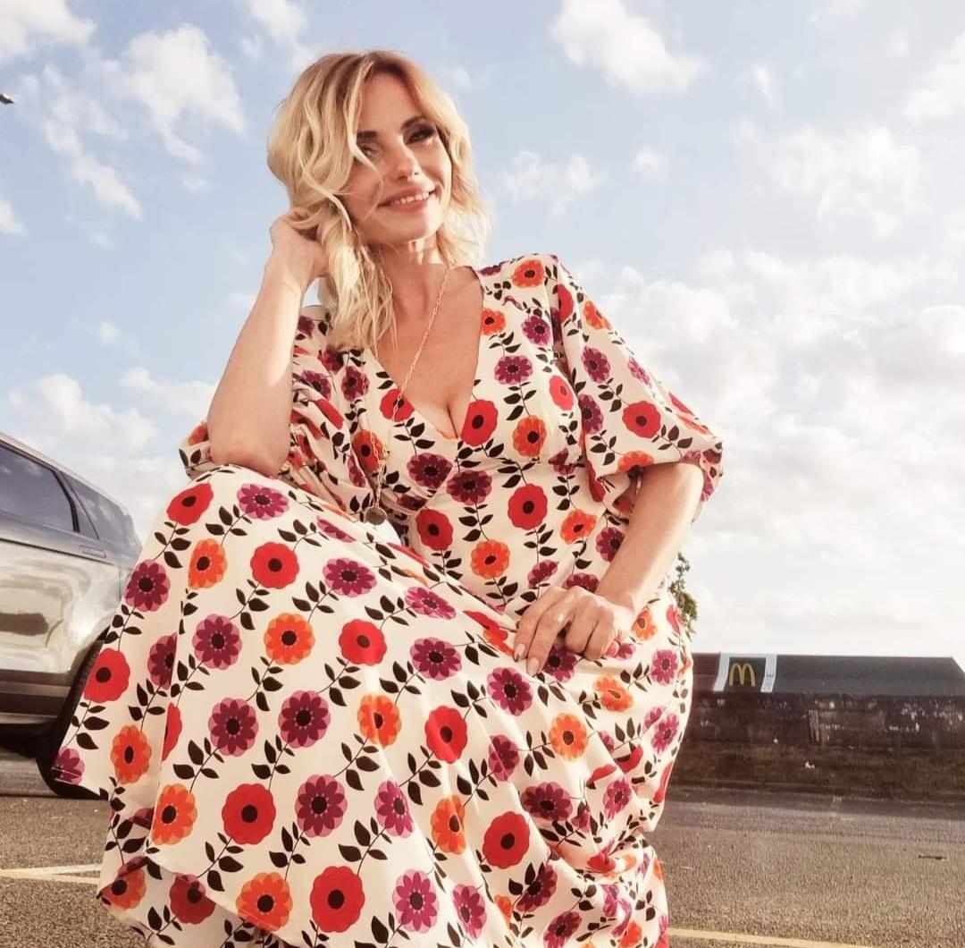 Gloria Ivory Silk Flower Midi Dress