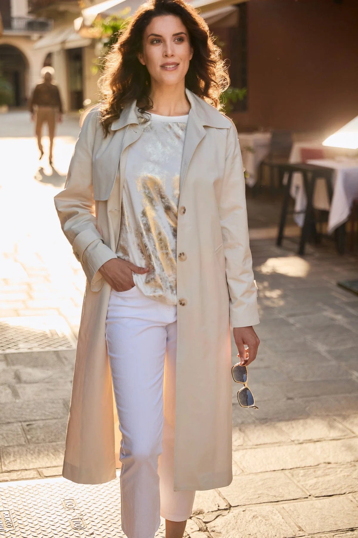 Metallic Front Cream Top