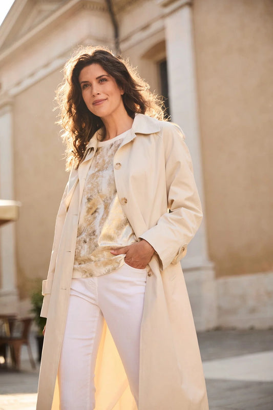 Metallic Front Cream Top