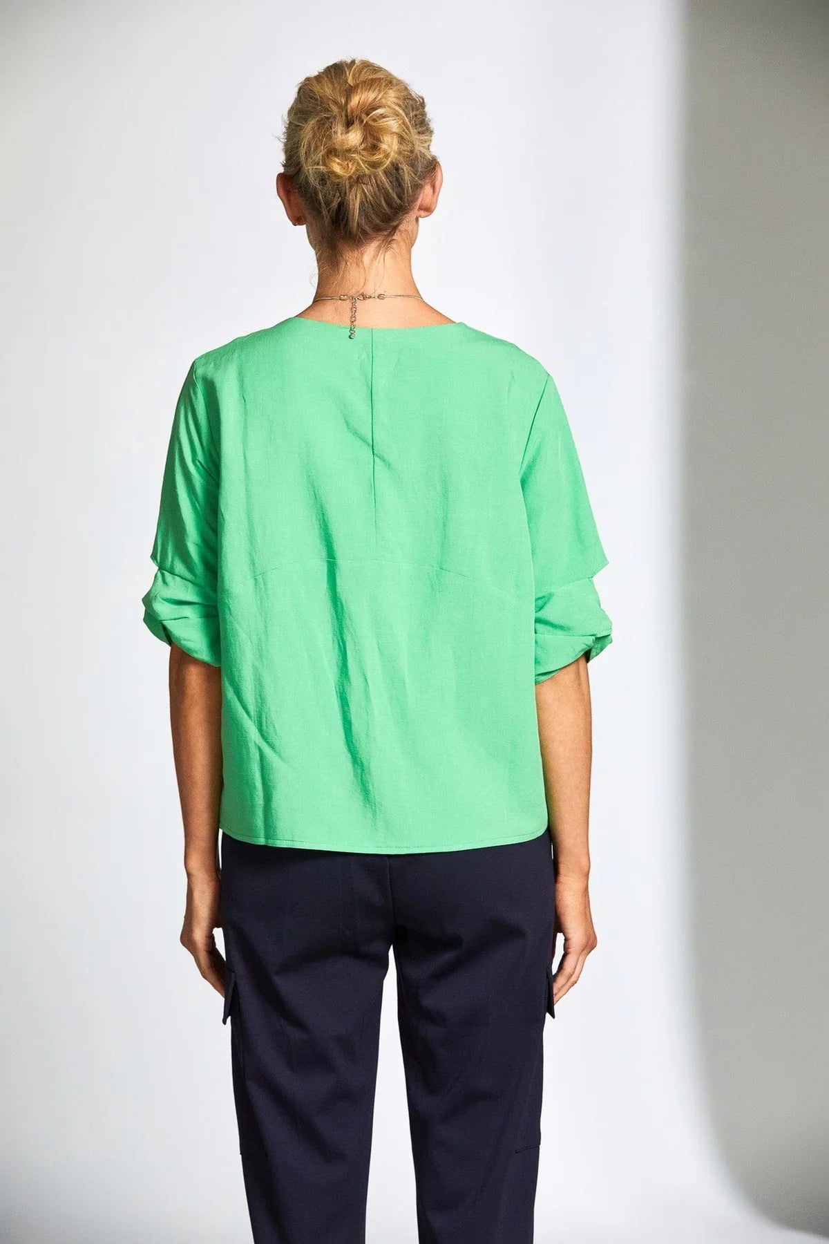 Twisted Sleeve Green Top
