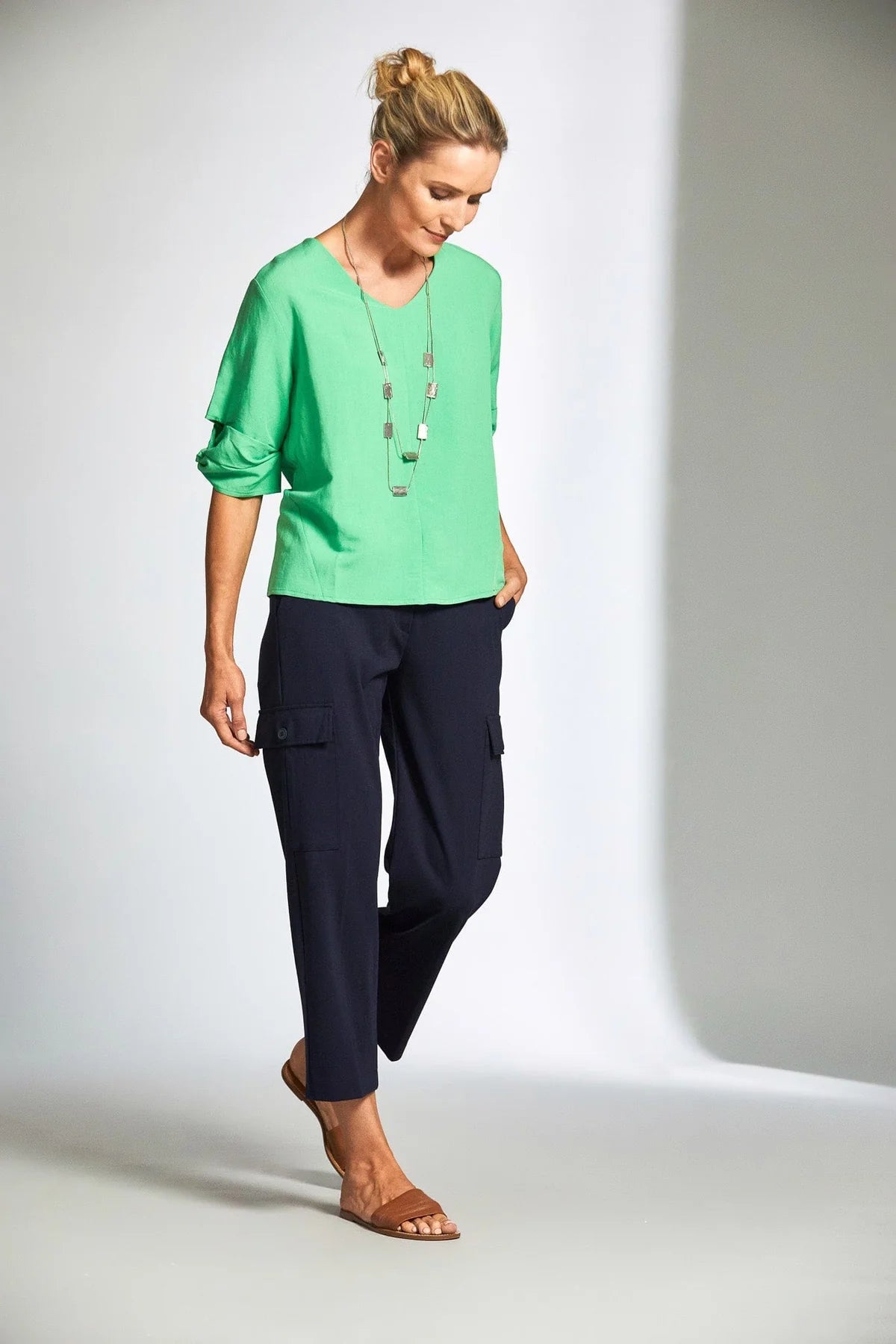 Twisted Sleeve Green Top