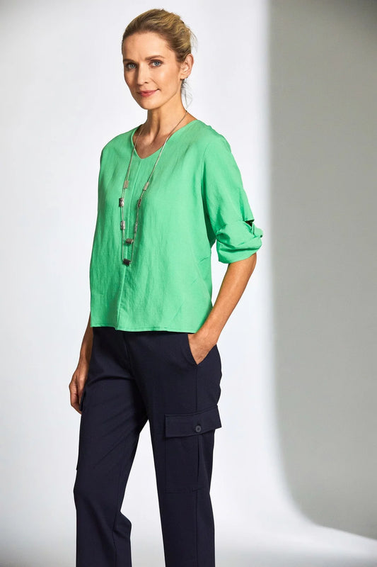 Twisted Sleeve Green Top