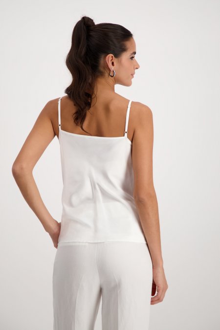 Cream Satin Top With Lace