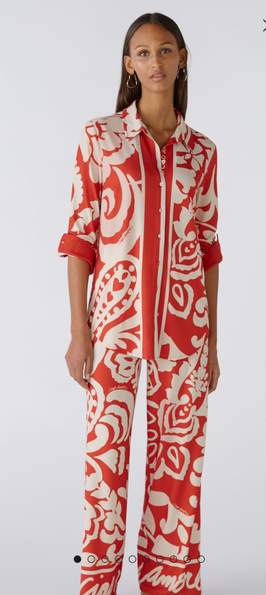 Cream & Red Printed Trousers