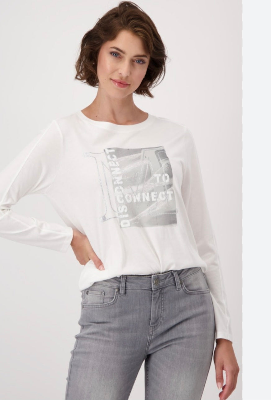 Cream Top With Grey Pattern