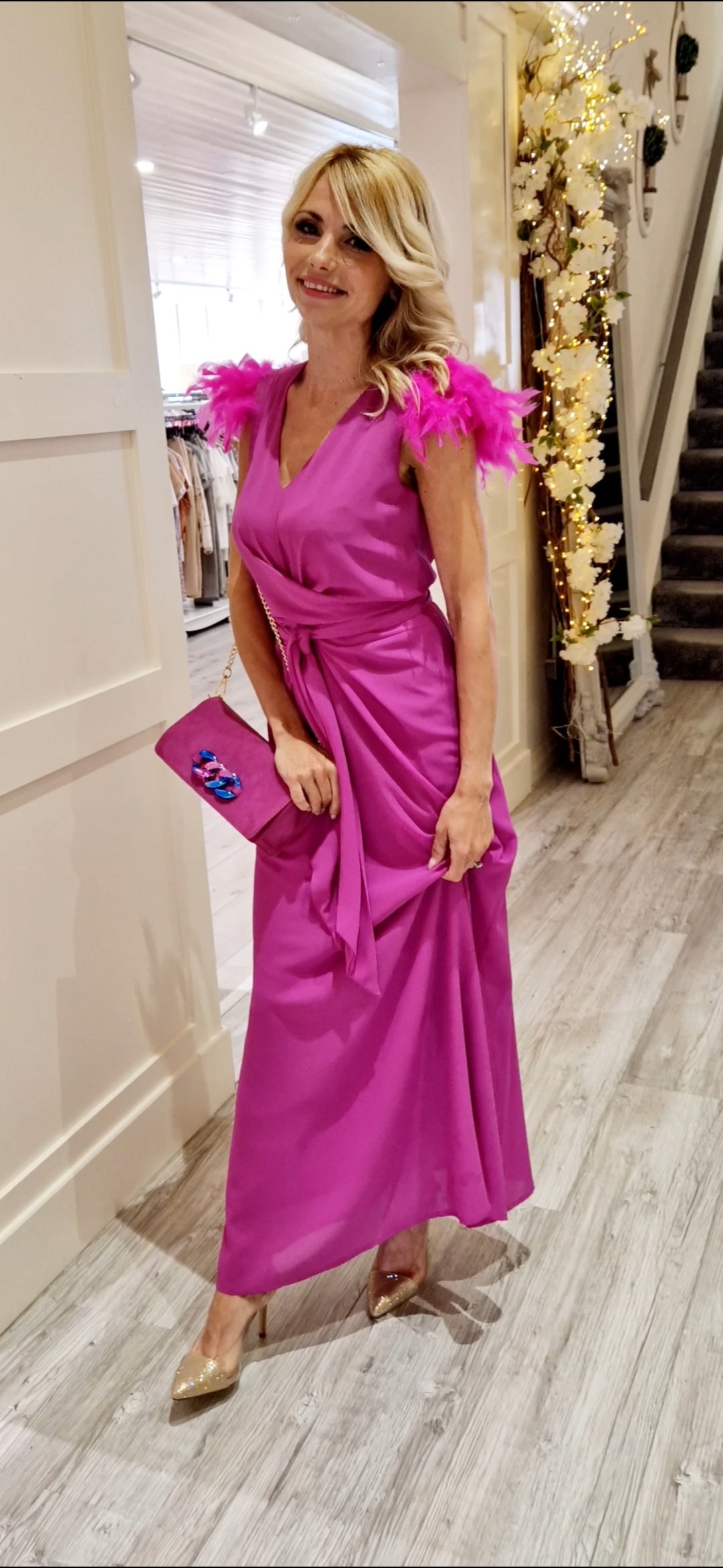 Cerise Feather Dress Style Kloset Boutique Galway Cerise Feather Dress Style Kloset Boutique Galway