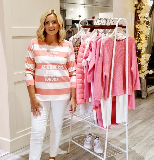 Watermelon & White Stripe Top