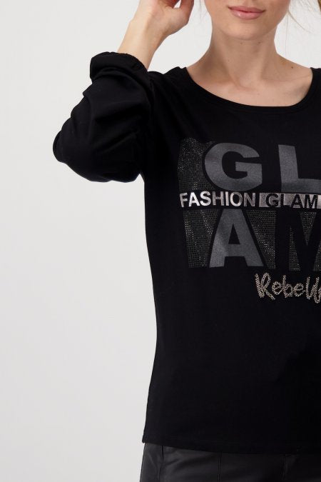 Black Top With Glitter Pattern