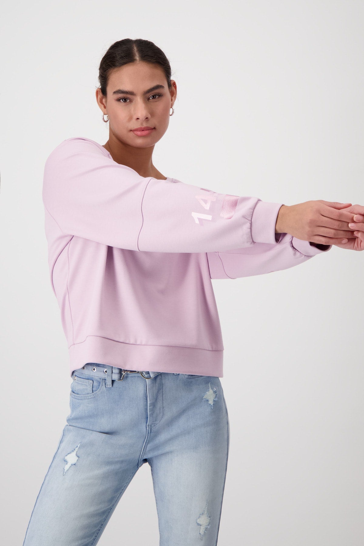 Lavender Sweatshirt With Shine Stripes