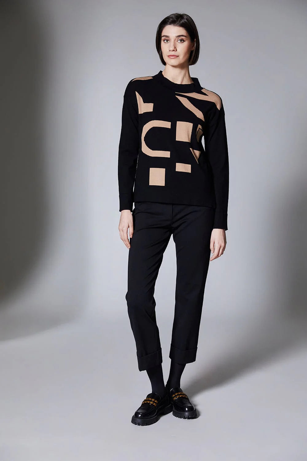 Black Turn Up Trousers