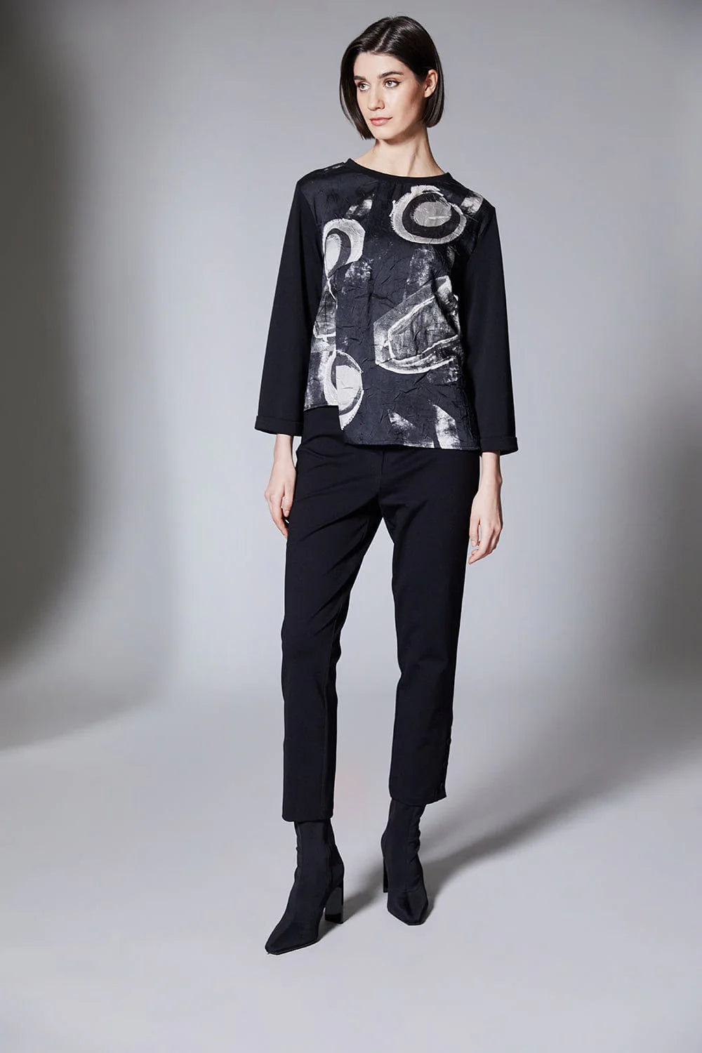 Black Circle Print Crush Top