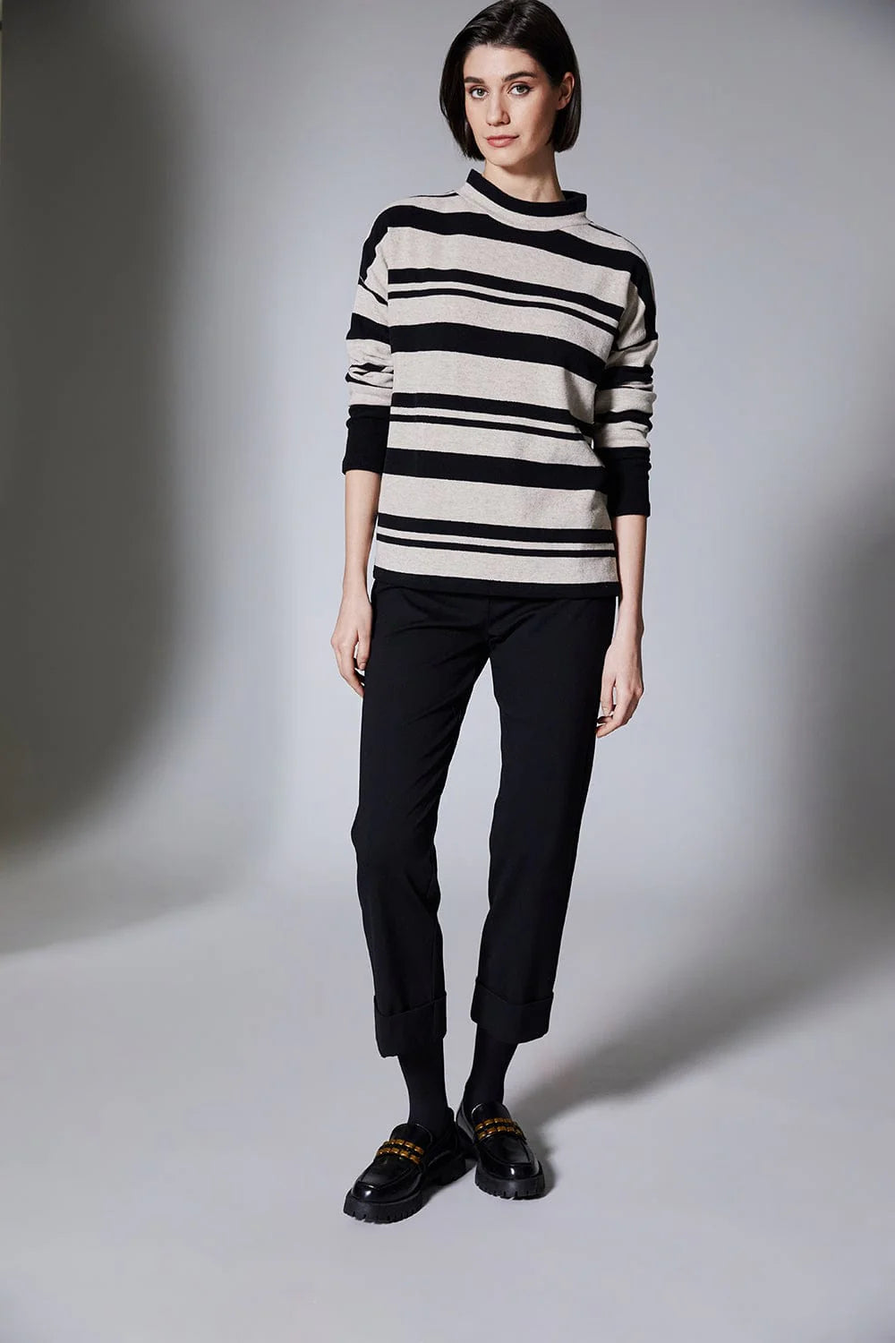 Black Turn Up Trousers
